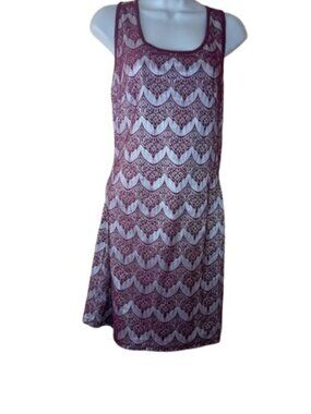 Vintage Carolina Collection Womens Mini Dress Burgundy Lace Cut Out JR L